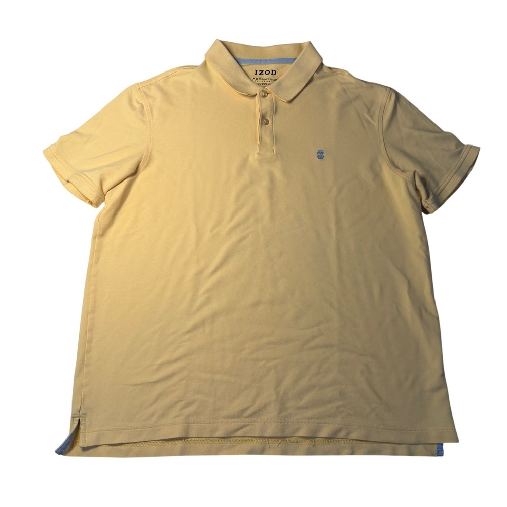 IZOD Polo Shirt Yellow‎ Short Sleeve Advantage Performance Stretch XL Mens